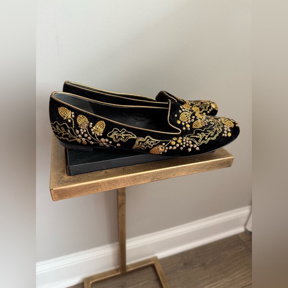 Alexander McQueen Embroidered Velvet Acorn Smoking Slipper - Picture 5 of 15
